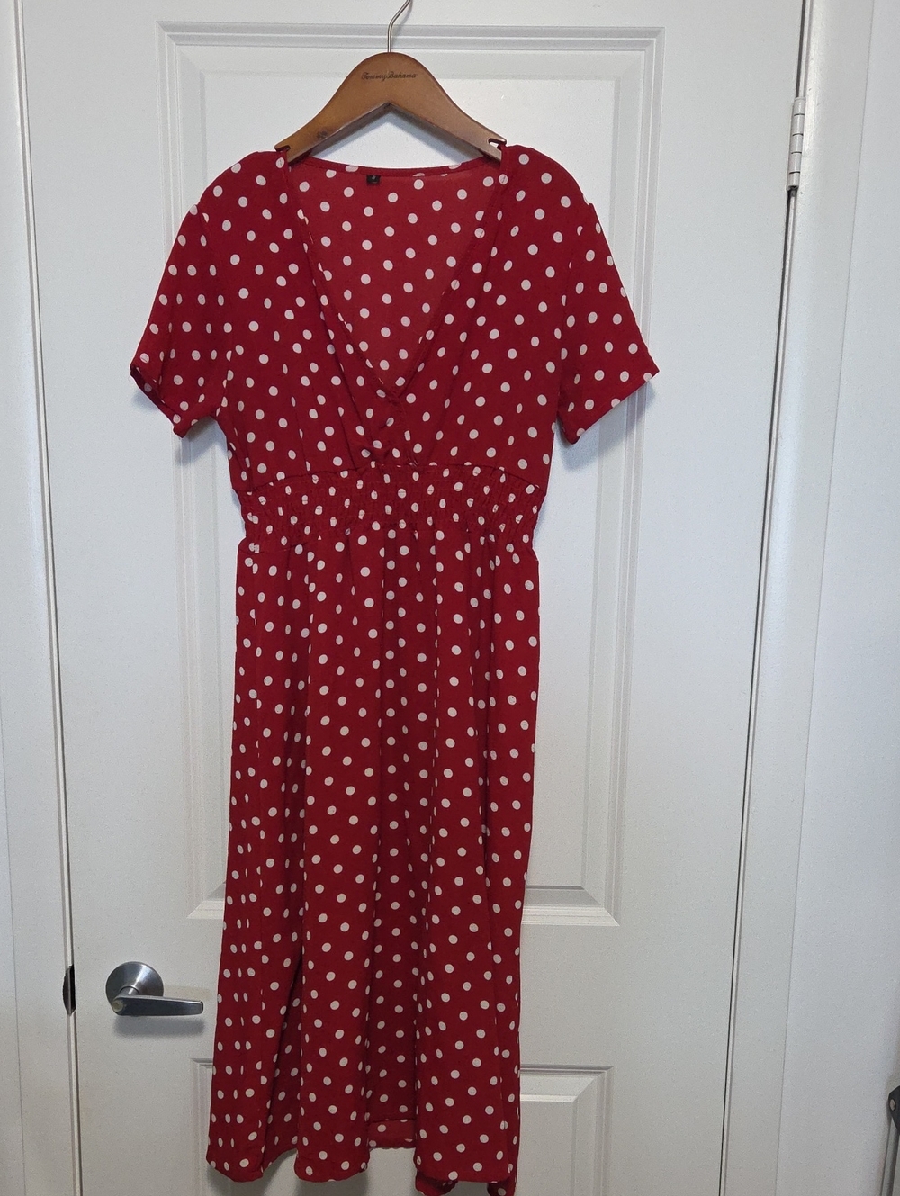 Red Polka Dot Midi Dress - Classic Feminine Style